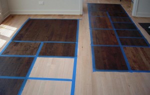 stain test prior to refinishing a wood floor
