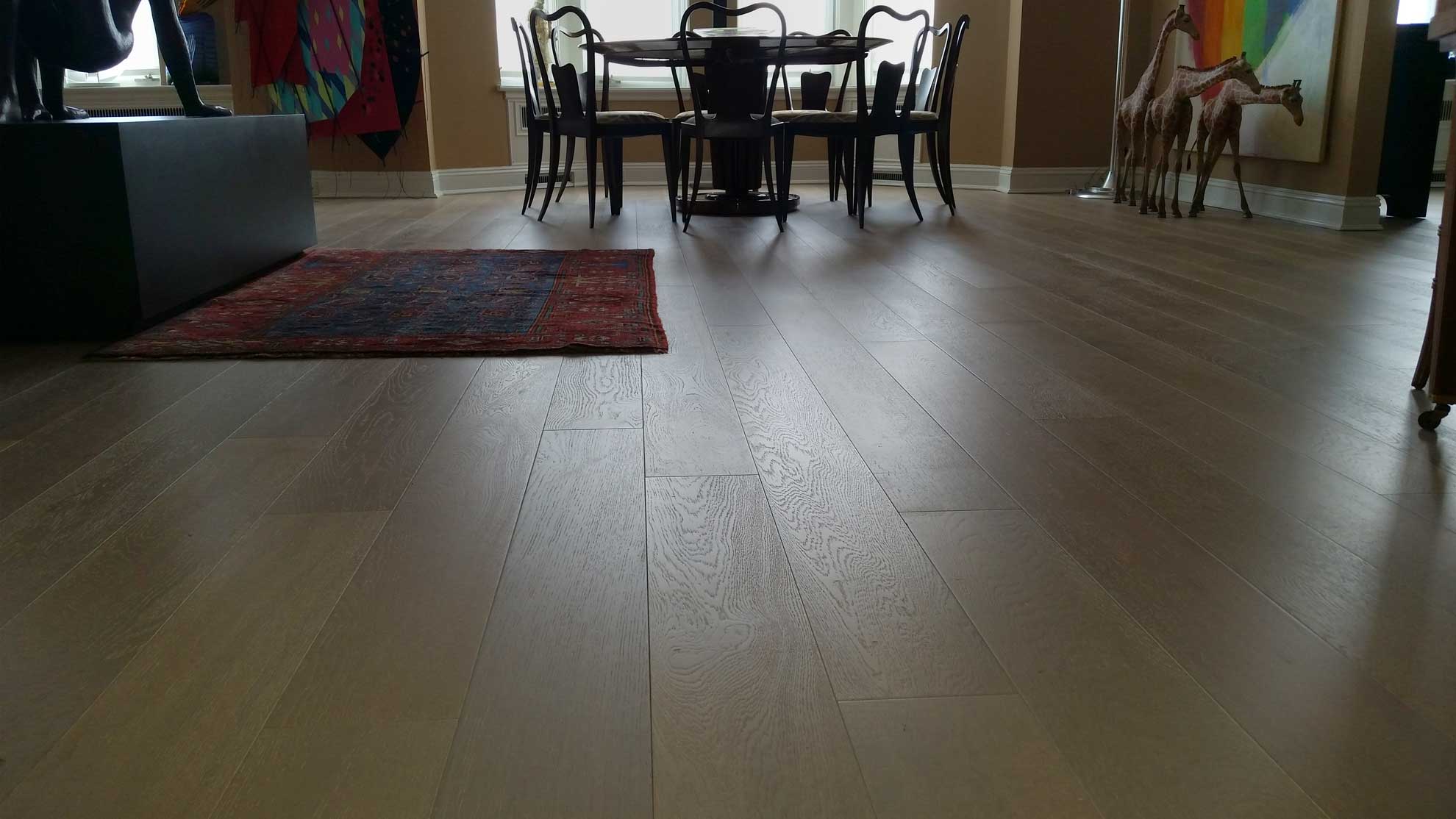 Wide Plank White Oak Stained Wood Flooring
